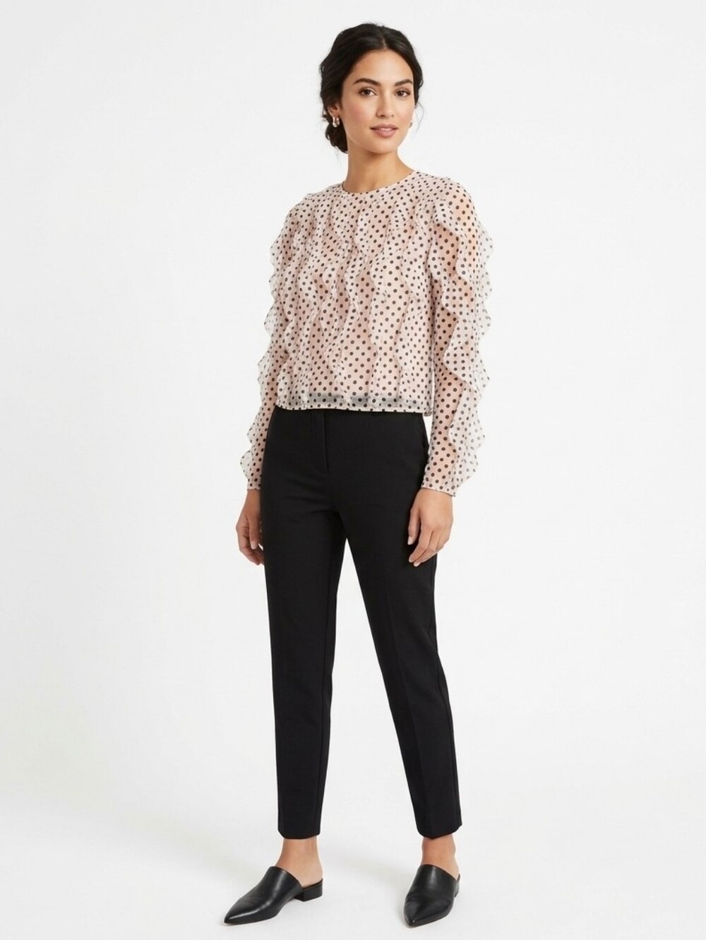GIAMBATTISTA VALLI x H&M ruffled pink with black dots top size 2